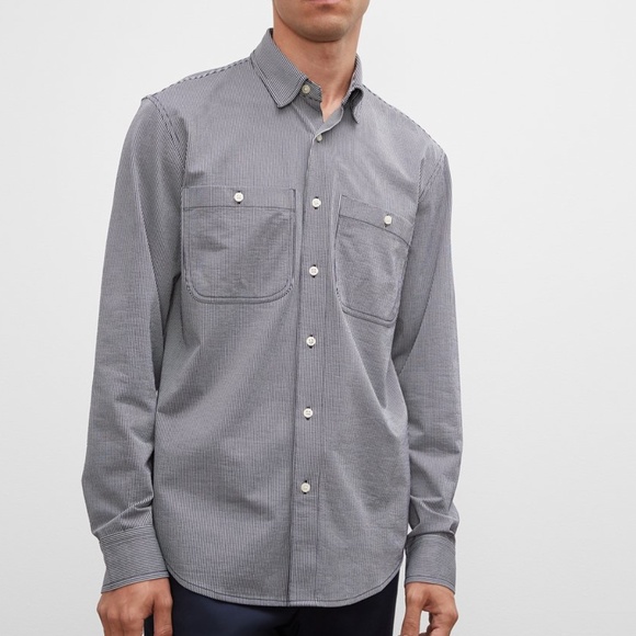 Striped Knit Utility Shirt - New With Tags - NEVER WORN - Blue Multi - Picture 1 of 4